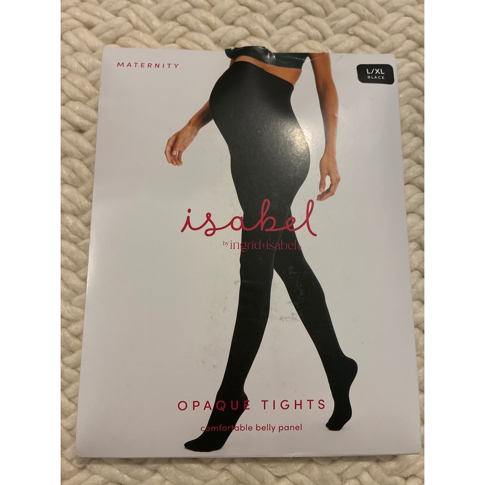 Isabel Maternity by Ingrid Isabel Black Opaque Tights L/XL Full Belly Panel 140D